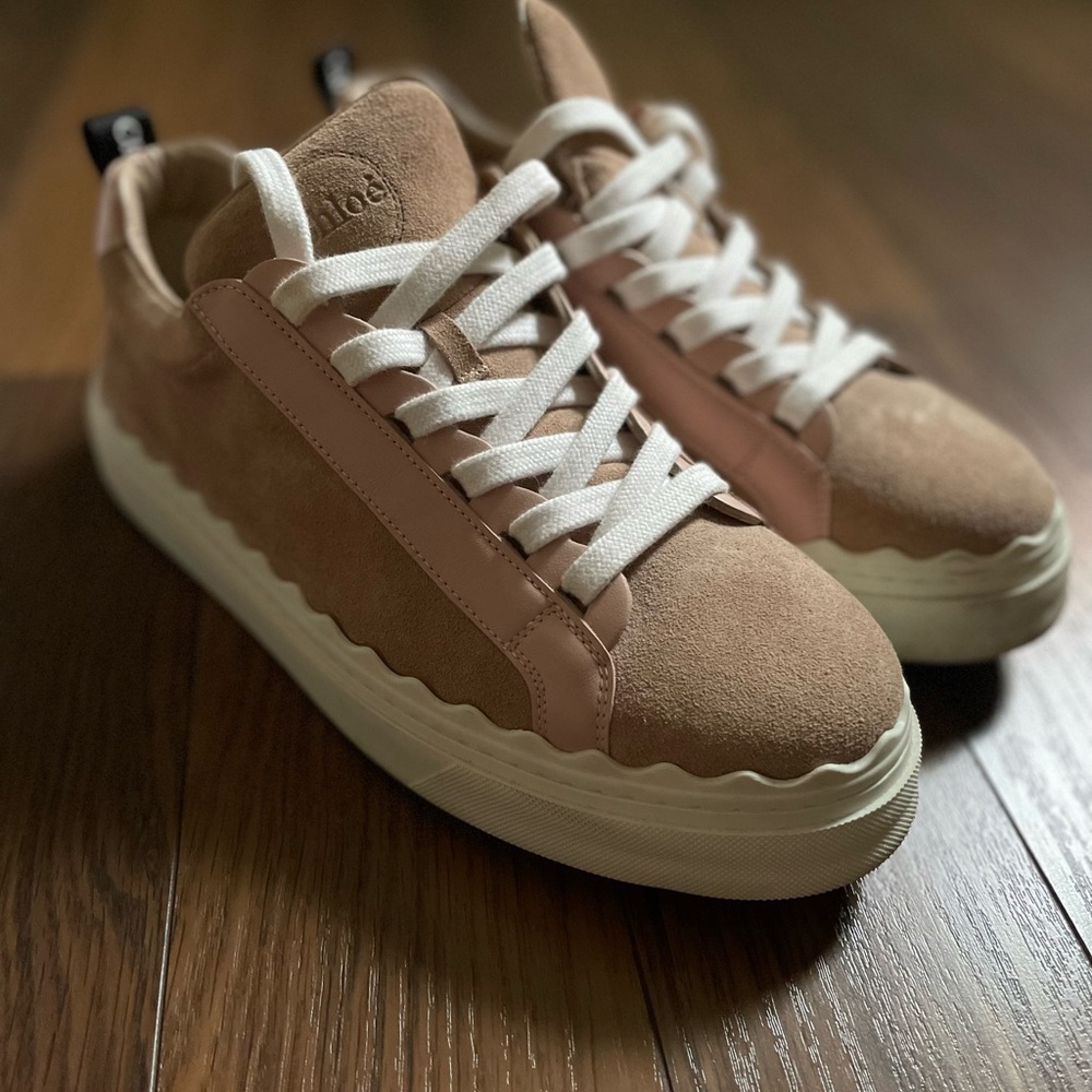 Authentic Chloe Lauren Suede Platform Delicate Pink Sneakers - Women’s size 40